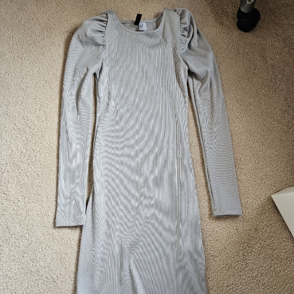 H&M silver bodycon dress ribbed
